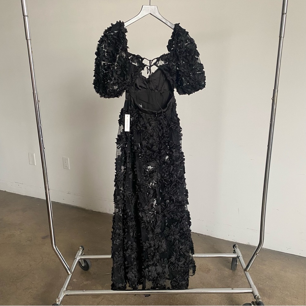 For Love and Lemons Black Floral Appliqué Maxi Dress NWT - Picture 9 of 14
